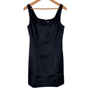 NWT Gap Structured Black Satin Mini Dress, S